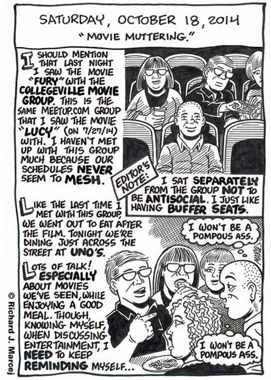 Daily Comic Journal: October 18, 2014: “Movie Muttering.”