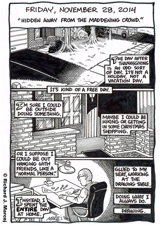 Daily Comic Journal: November 28, 2014: “Hidden Away From The Maddening Crowd.”