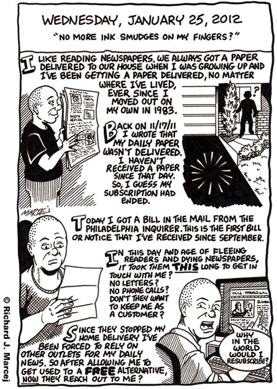 Daily Comic Journal: January 25, 2012: “No More Ink Smudges On My Fingers?”