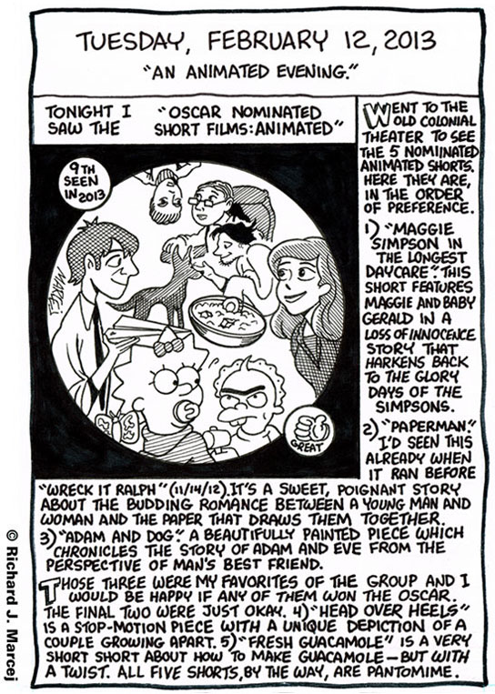 Daily Comic Journal: February 12, 2013: “An Animated Evening.”