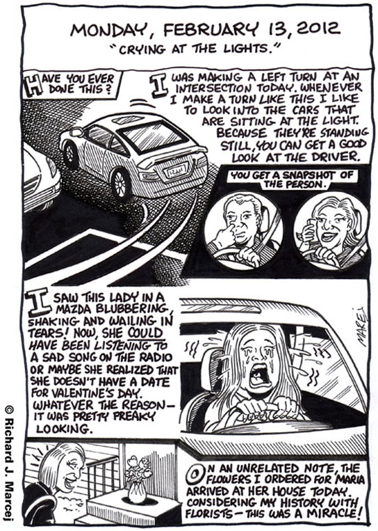 Daily Comic Journal: February 13, 2012: “Crying At The Lights.”