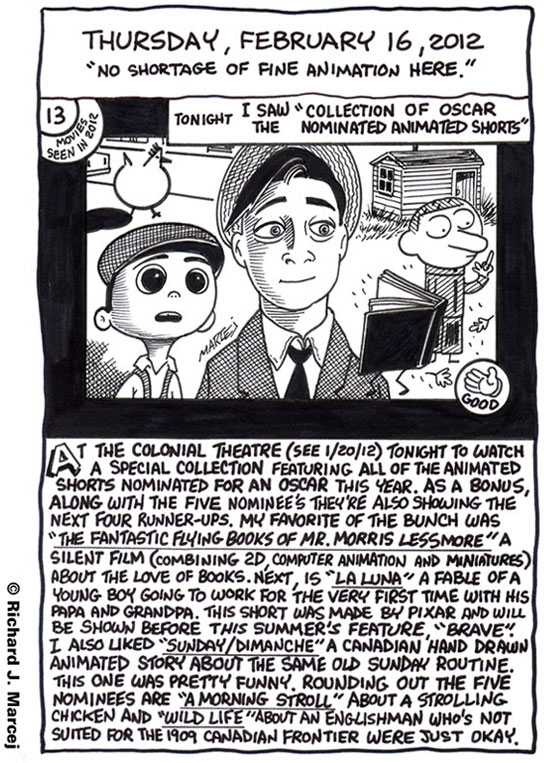Daily Comic Journal: February 16, 2012: “No Shortage Of Fine Animation Here.”
