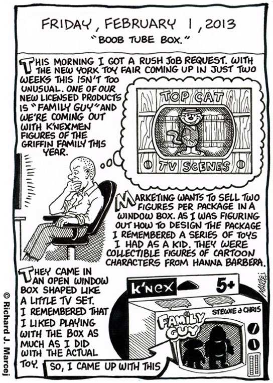 Daily Comic Journal: February 1, 2013: “Boob Tube Box.”