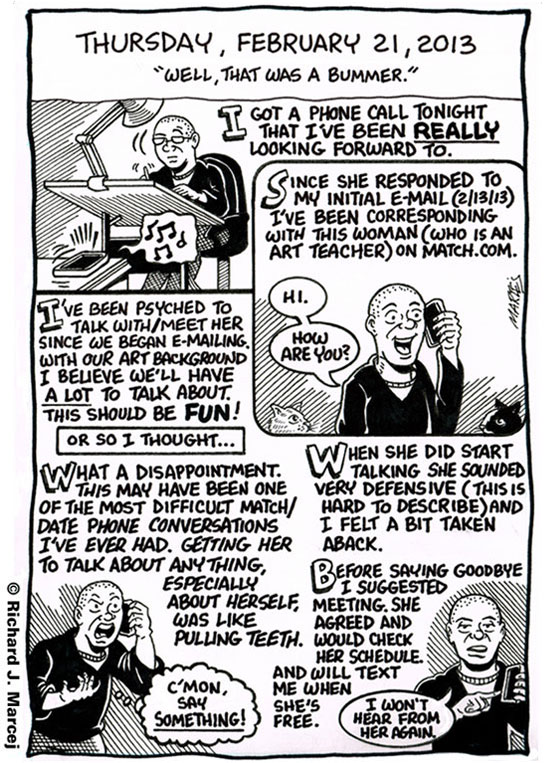 Daily Comic Journal: February 21, 2013: “Well, That Was A Bummer.”