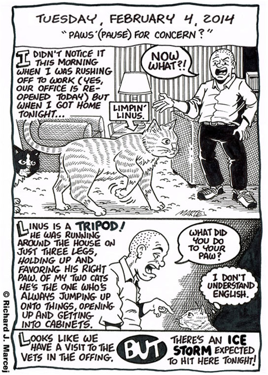 Daily Comic Journal: February 4, 2014: “Paws’ (Pause) For Concern?”