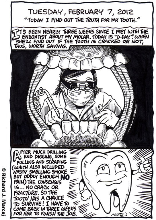 Daily Comic Journal: February 7, 2012: “Today I Find Out The Truth For My Tooth.”