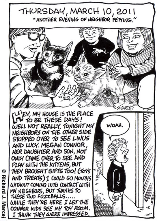 Daily Comic Journal: March 10, 2011: “Another Evening Of Neighbor Petting.”