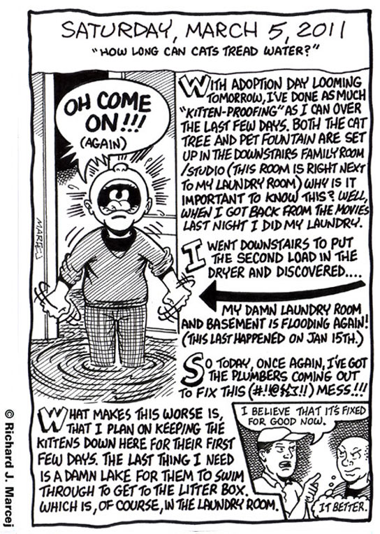 Daily Comic Journal: March 5, 2011: “How Long Can Cats Tread Water?”