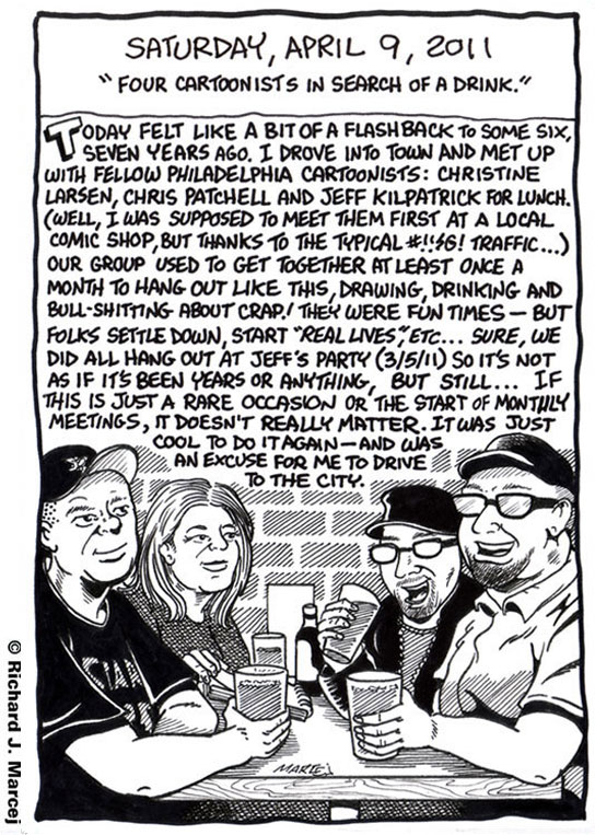 Daily Comic Journal: April 9, 2011: “Four Cartoonists In Search Of A Drink.”