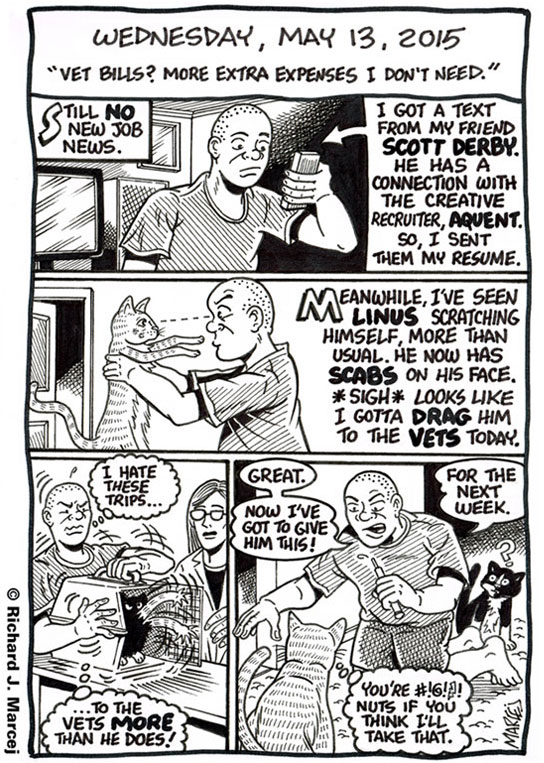 Daily Comic Journal: May 13, 2015: “Vet Bills? More Extra Expenses I Don’t Need.”