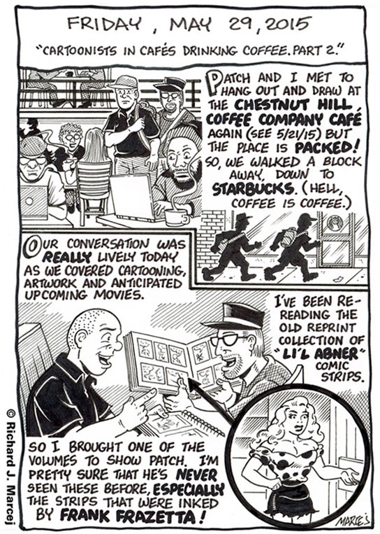 Daily Comic Journal: May 29, 2015: “Cartoonists In Café’s Drinking Coffee. Part 2.”