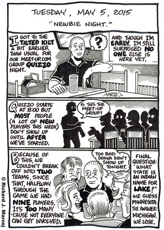 Daily Comic Journal: May 5, 2015: “Newbie Night.”