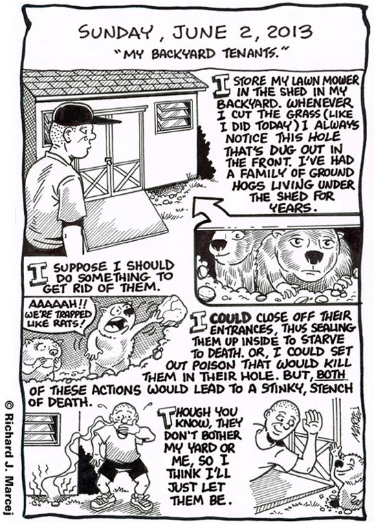 Daily Comic Journal: June 2, 2013: “My Backyard Tenants.”