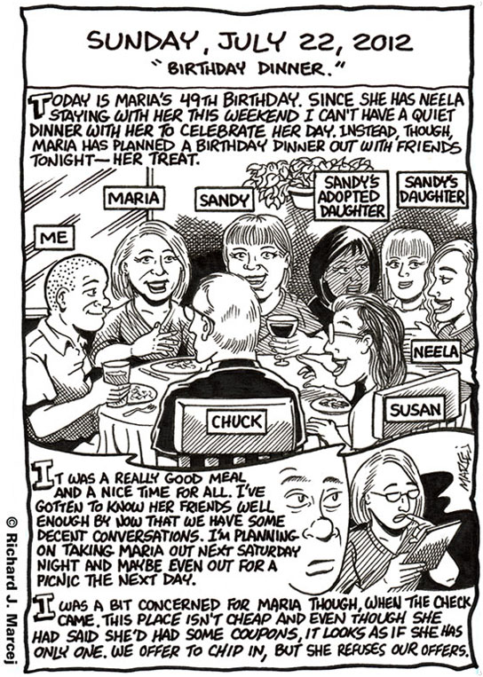 Daily Comic Journal: July 22, 2012: “Birthday Dinner.”