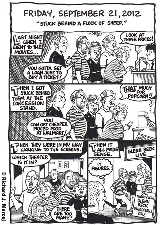 Daily Comic Journal: September 21, 2012: “Stuck Behind A Flock Of Sheep.”