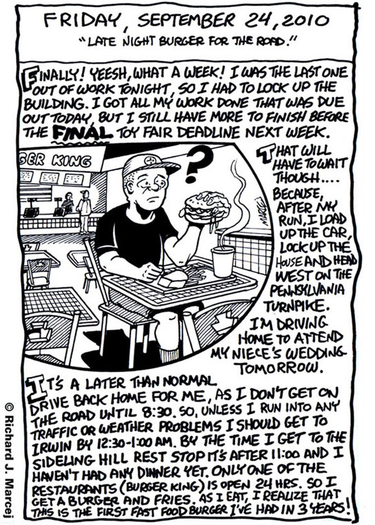 Daily Comic Journal: September, 24, 2010: “Late Night Burger For The Road.”