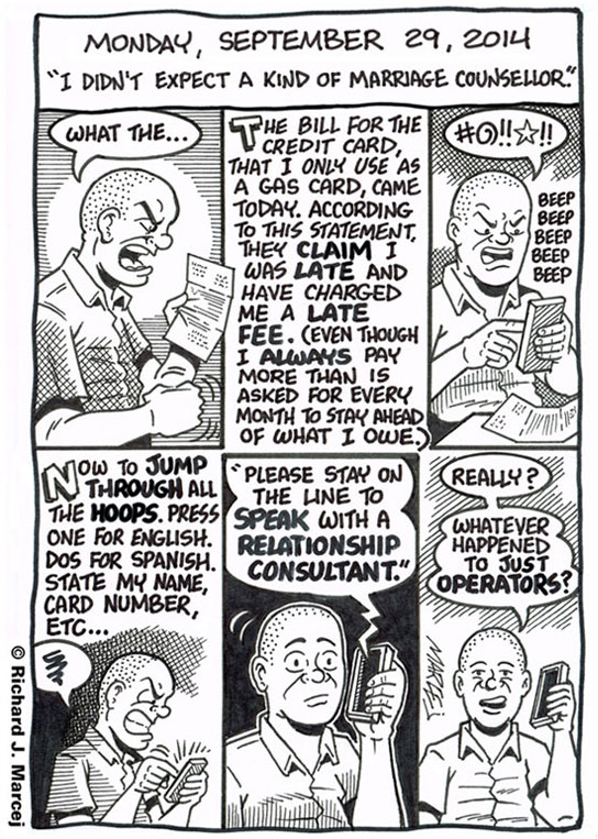 Daily Comic Journal: September 29, 2014: “I Didn’t Expect A Kind Of Marriage Counsellor.”