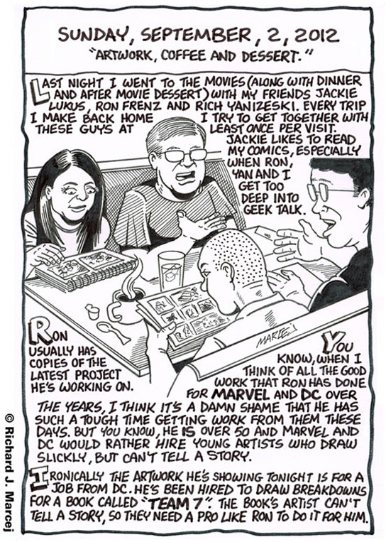 Daily Comic Journal: September 2, 2012: “Artwork, Coffee And Dessert.”