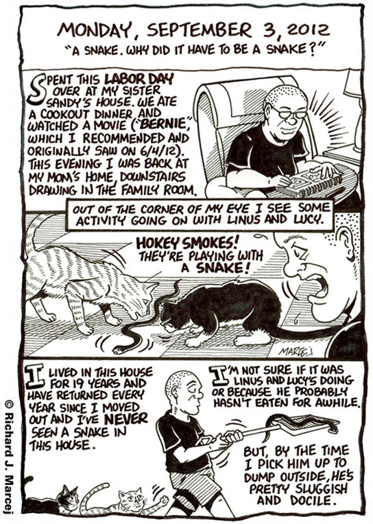 Daily Comic Journal: September 3, 2012: “A Snake. Why Did It Have To Be A Snake?”