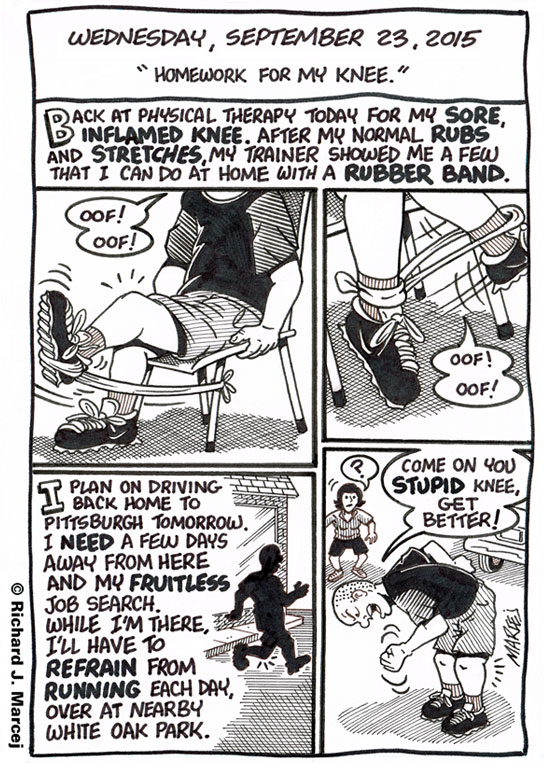 Daily Comic Journal: September 23, 2015: “Homework For My Knee.”