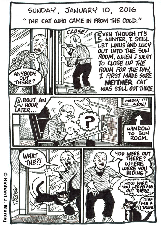 Daily Comic Journal: January 10, 2016: “The Cat Who Came In From The Cold.”