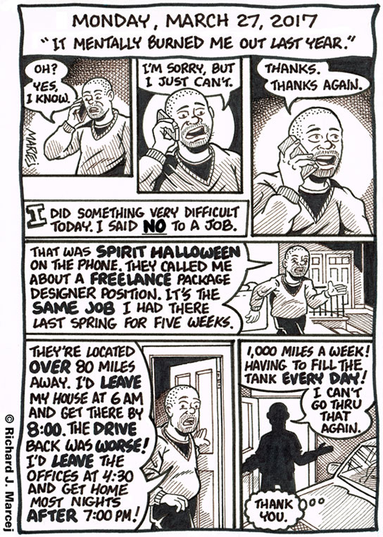 Daily Comic Journal: March 27, 2017: “It Mentally Burned Me Out Last Year.”