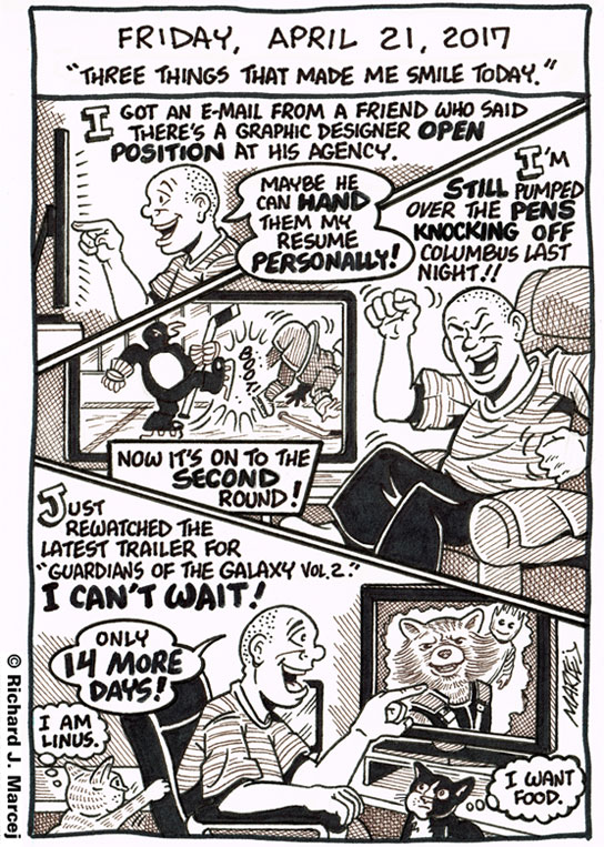 Daily Comic Journal: April 21, 2017: “Three Things That Made Me Smile Today.”