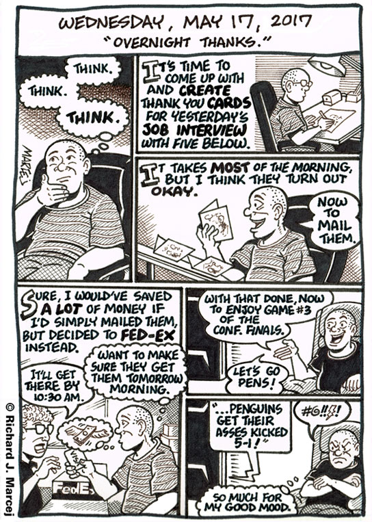 Daily Comic Journal: May 17, 2017: “Overnight Thanks.”