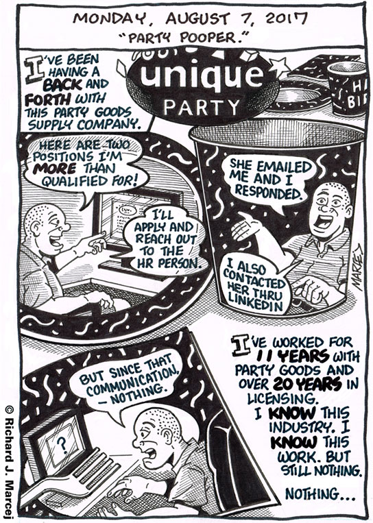Daily Comic Journal: August 7, 2017: “Party Pooper.”