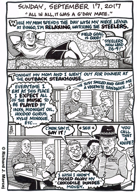 Daily Comic Journal: September 17, 2017: “All In All, It Was A G’Day Mate.”