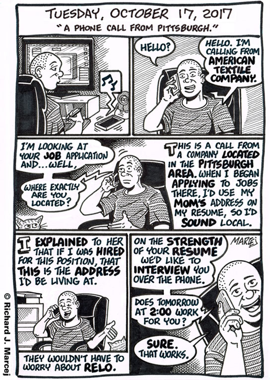 Daily Comic Journal: October 17, 2017: “A Phone Call From Pittsburgh.”