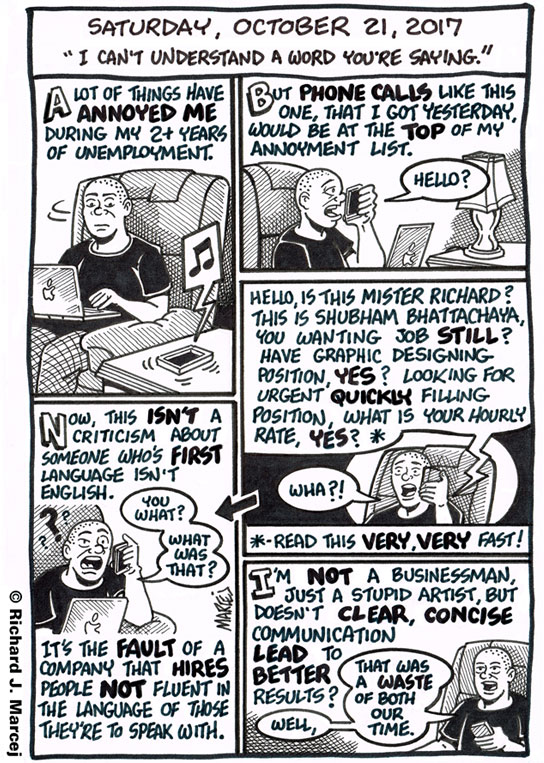 Daily Comic Journal: October 21, 2017: “I Can’t Understand A Word You’re Saying.”