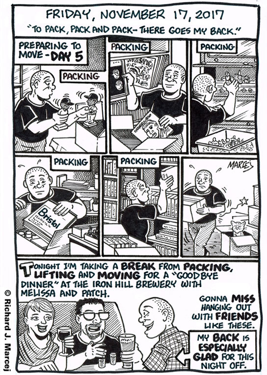 Daily Comic Journal: November 17, 2017: “To Pack, Pack And Pack – There Goes My Back.”