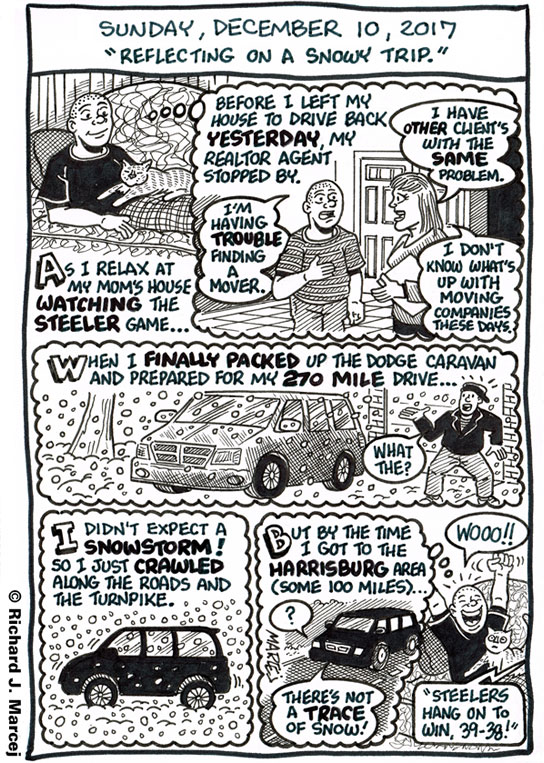 Daily Comic Journal: December 10, 2017: “Reflecting On A Snowy Trip.”