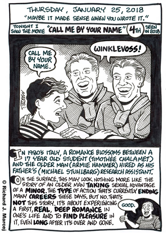 Daily Comic Journal: January 25, 2018: “Maybe It Made Sense When You Wrote It.”