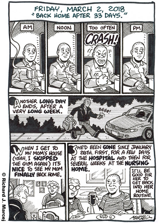 Daily Comic Journal: March 2, 2018: “Back Home After 33 Days.”