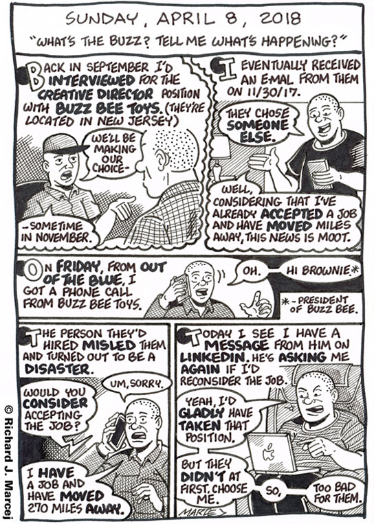 Daily Comic Journal: April 8, 2018: “What’s The Buzz? Tell Me What’s Happening?”