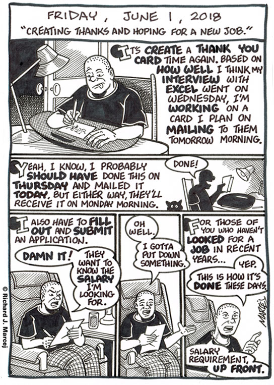 Daily Comic Journal: June 1, 2018: “Creating Thanks And Hoping For A New Job.”