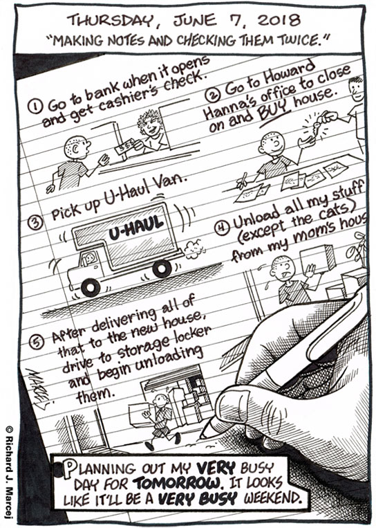 Daily Comic Journal: June 7, 2018: “Making Notes And Checking Them Twice.”