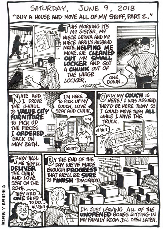 Daily Comic Journal: June 9, 2018: “Buy A House And Move All Of My Stuff, Part 2.”