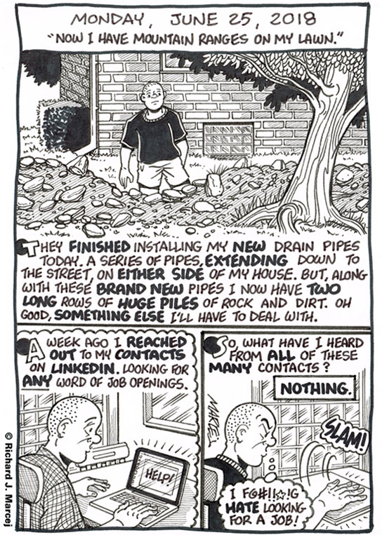 Daily Comic Journal: June 25, 2018: “Now I Have Mountain Ranges On My Lawn.”