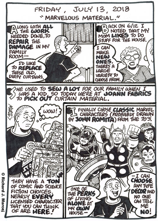 Daily Comic Journal: July 13, 2018: “Marvelous Material.”
