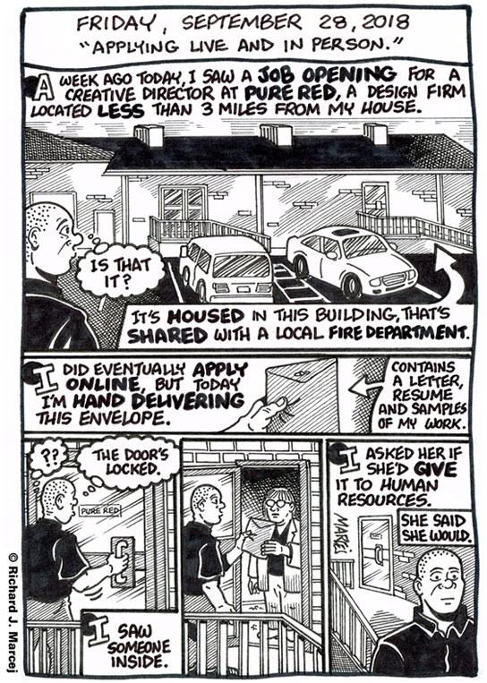 Daily Comic Journal: September 28, 2018: “Applying Live And In Person.”