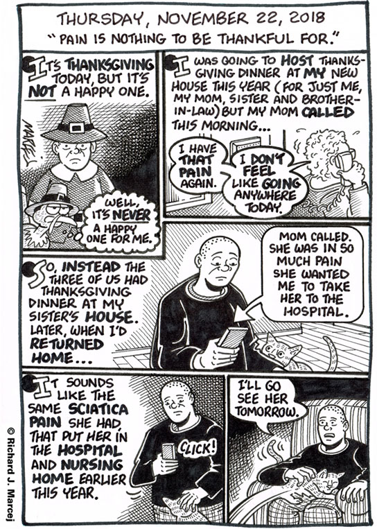 Daily Comic Journal: November 22, 2018: “Pain Is Nothing To Be Thankful For.”