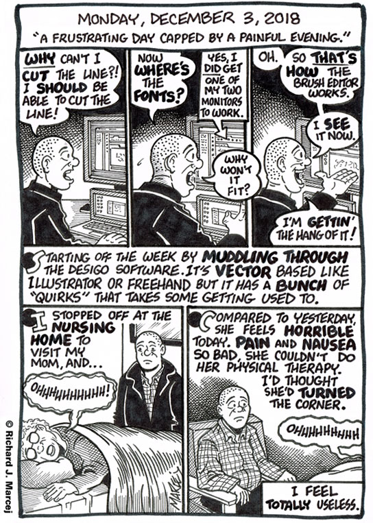 Daily Comic Journal: December 3, 2018: “A Frustrating Day Capped By A Painful Evening.”