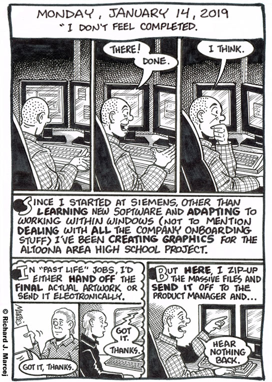 Daily Comic Journal: January 14, 2019: “I Don’t Feel Completed.”