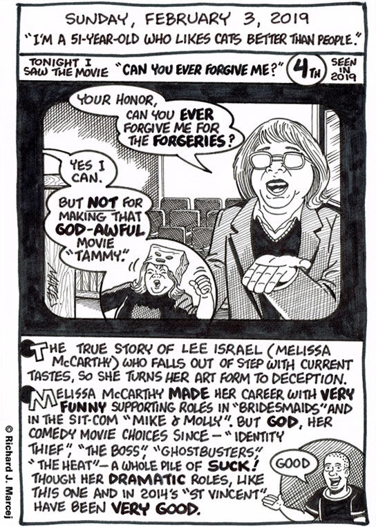 Daily Comic Journal: February 3, 2019: “I’m A 51-Year-Old Who Likes Cats Better Than People.”