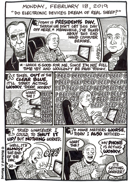 Daily Comic Journal: February 18, 2019: “Do Electronic Devices Dream Of Real Sheep?”