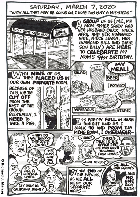 Daily Comic Journal: March 7, 2020: “With All That May Be Going On, I Hope This Isn’t A Mis-Steak.”