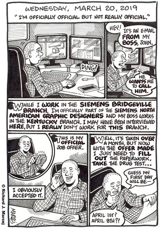 Daily Comic Journal: March 20, 2019: “I’m Officially Official But Not Really Official.”